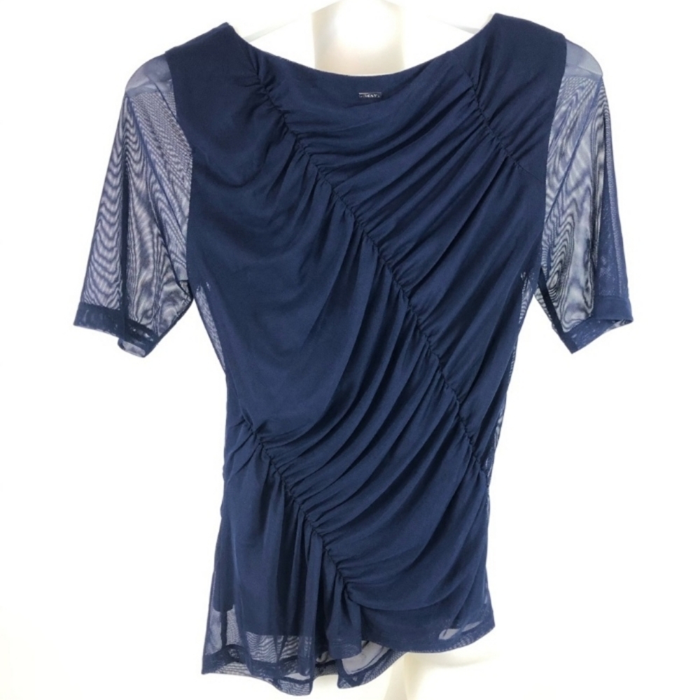 DKNY asymmetrical top in navy blue